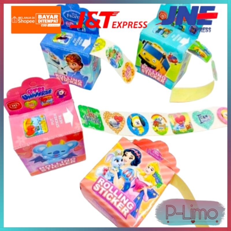 

P5 - 10PCS STICKER ROLL KARAKTER LUCU / MAINAN TEMPEL STICKER