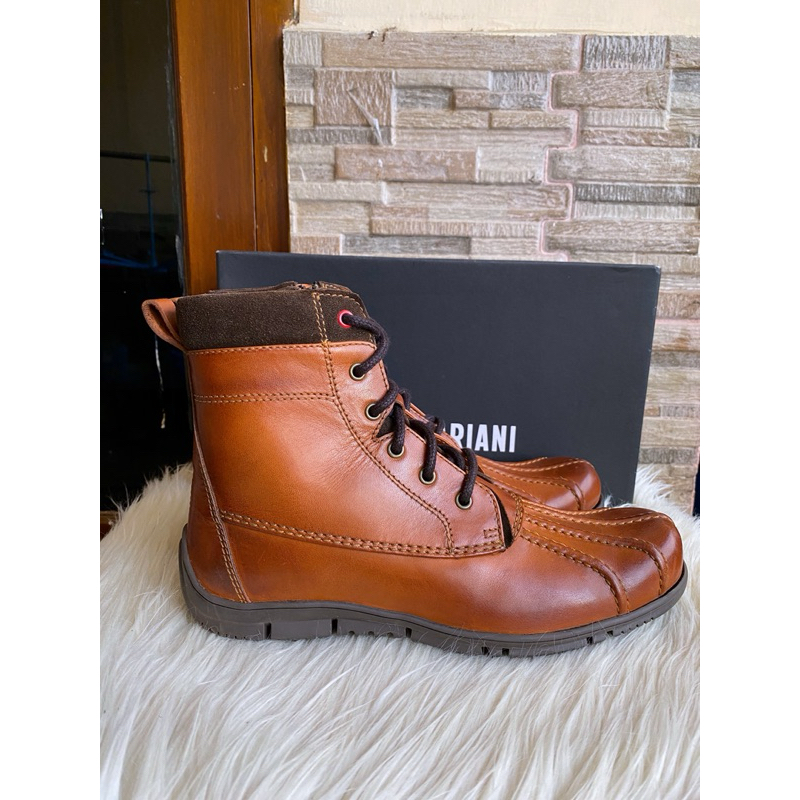 PSPGN.CO | ORIGINAL BRANDED GINO MARIANI T6 IN BROWN SEPATU KULIT PRIA BOOTS FASHION TALI RESLETING 