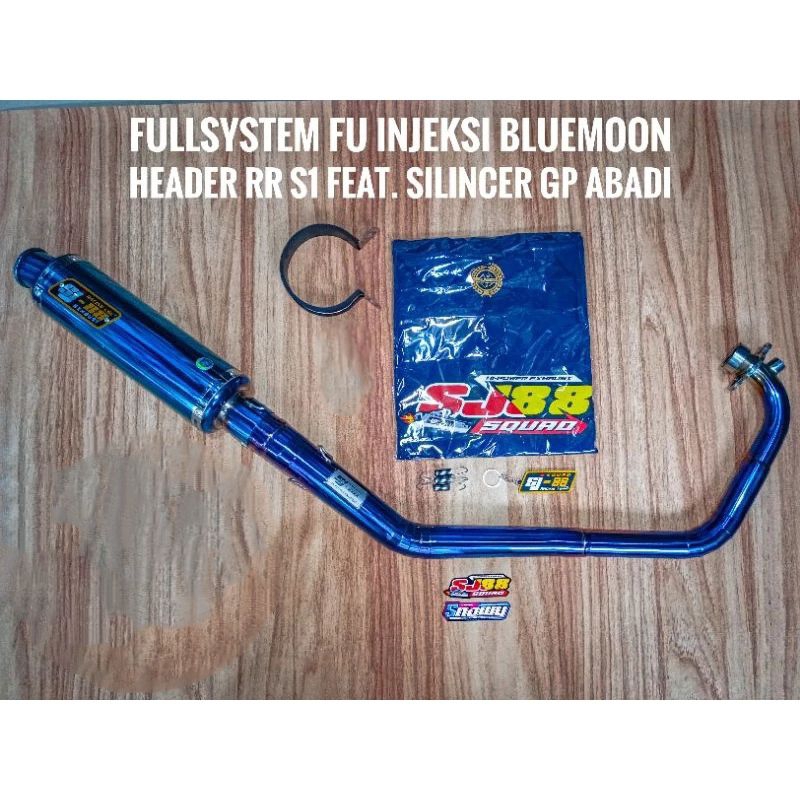 Knalpot Full System SJ88 RR S1 Satria FU Injeksi – Header Bluemoon + Silincer Racing Suara Padat Ade