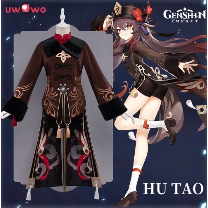 UWOWO Game Genshin Impact HuTao Cosplay Costume Liyue Hu Tao Cosplay Outfit Costume Play Chinese Sty
