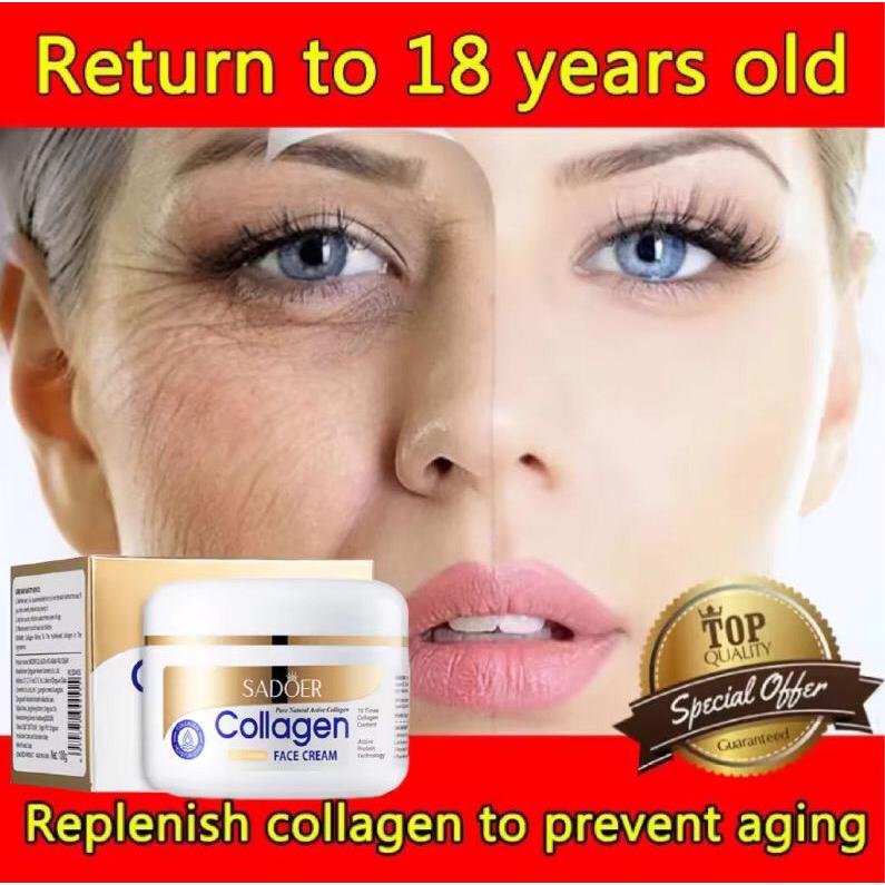 SADOER Collagen Cream Siang Malam Retinol Cream Anti Aging Perbaikan Retinol Night Cream Anti Penuaan Pemutih, Anti-kerut Dan Anti-penuaan Mengangkat - Untuk Semua Jenis Kulit