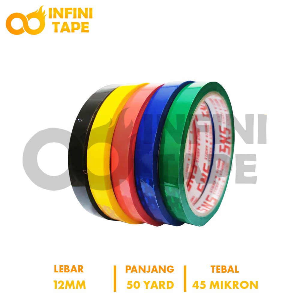 

Isolasi/Solatip/Lakban Warna Warni SNS 12mm X 50 Yard
