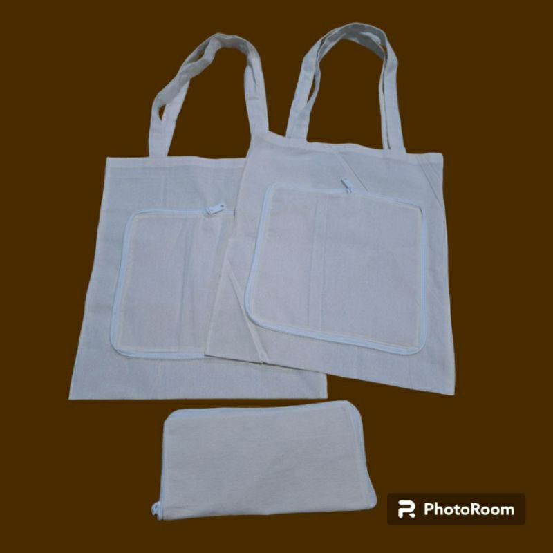Tote bag lipat resleting / tas souvenir lipat blacu 30 x 40