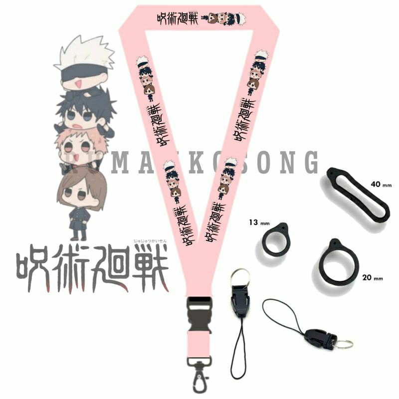 

LANYARD JUJUTSU KAISEN TALI LANYARD ART / GANTUNGAN HANDPHONE PODS NAME TAG KARTU NAMA ID CARD / LANYARD POLOS / LANYARD PINK / BEST SELLER