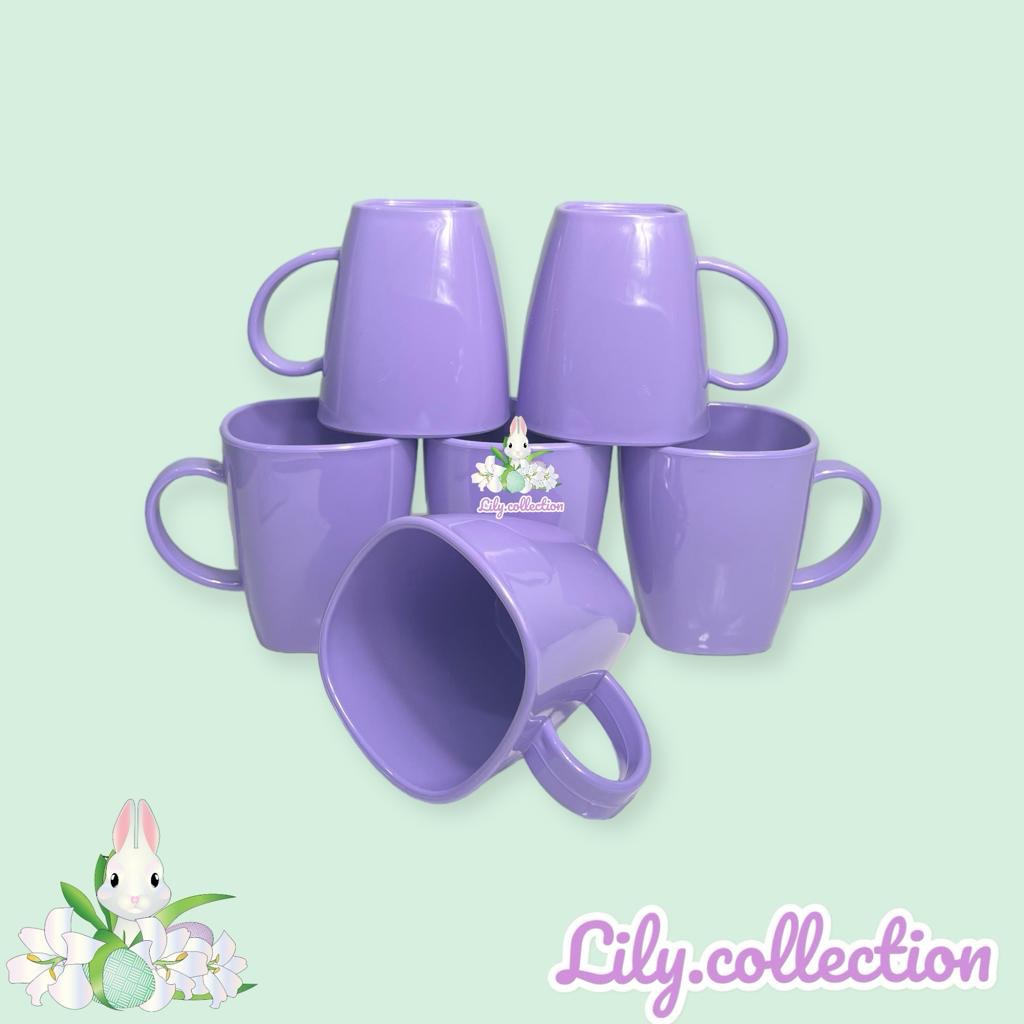LILYCOLLECTION PROMO 6 Pcs Mug kopi melamin 300ml / Mug Melamin Lusinan / Cangkir pastel mewah / Gel