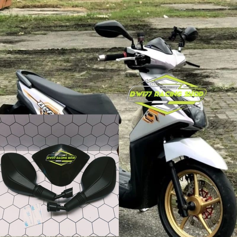 Visor Honda Beat injeksi Beat Fi Lama Plus Spion Click Hitam Polos Thailand