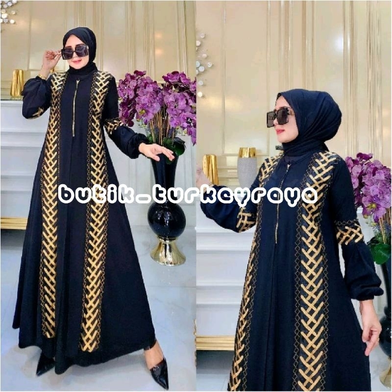 GAMIS ABAYA TURKEY BORDIR BUSUI YUKI LENGAN BALON