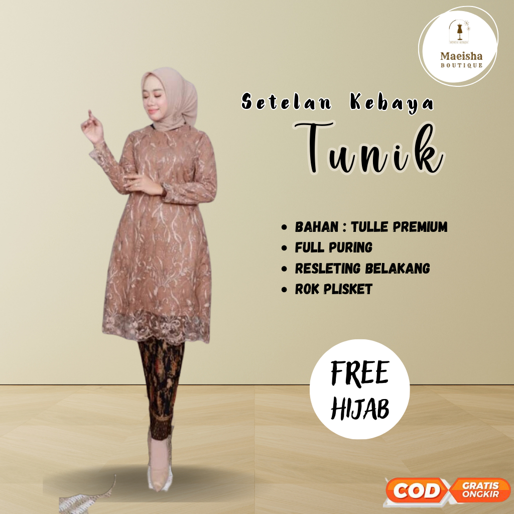 Setelan Kebaya Tunik Free Hijab / Kebaya Wisuda / Kebaya Pesta / Kebaya Modern