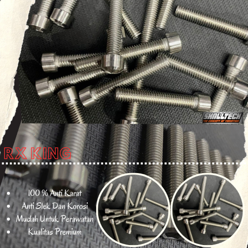 BAUT BLOK MESIN KANAN KIRI RXKING BAHAN STENLLES ANTI KARAT MODEL TITANIUM POLOS