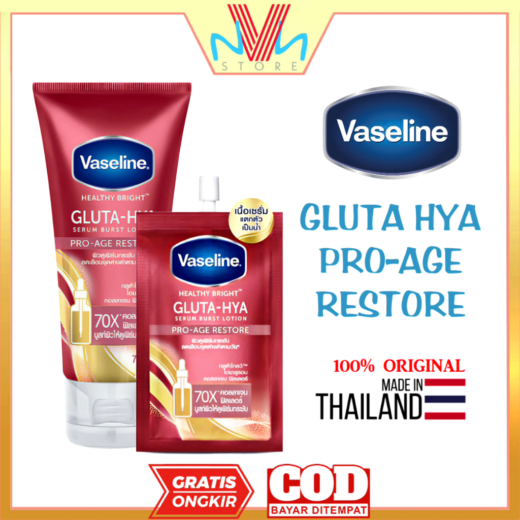 VASELINE GLUTA-HYA PRO AGE RESTORE 30ml 70ml - BODY LOTION VASELINE ORIGINAL THAILAND