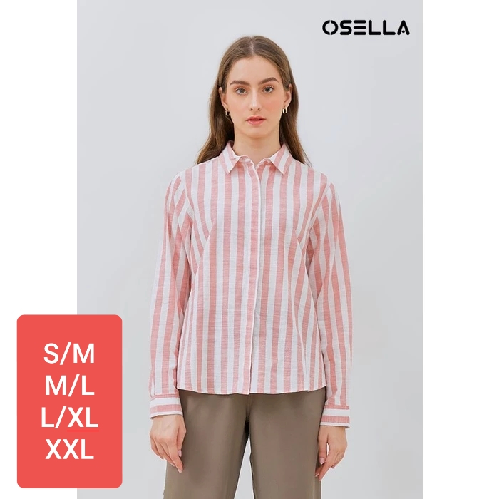 Kemeja Lengan Panjang Wanita Warna Peach Osella