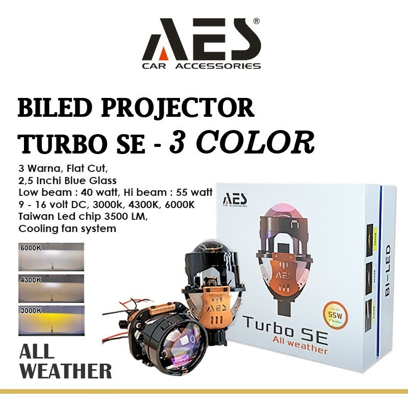 Biled Turbo SE 2.5 Inch AES 3 Warna ALL WEATHER - Sepasang - FLAT