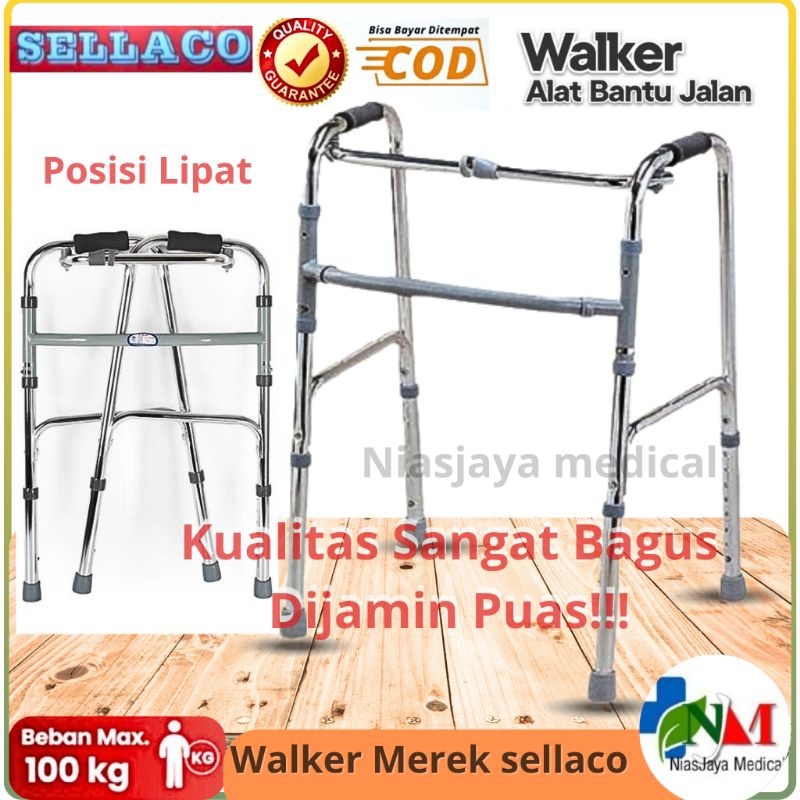 Walker sellaco/ Walker alat bantu jalan orang tua/ Walker Lansia manula/ Walker standar tanpa roda s
