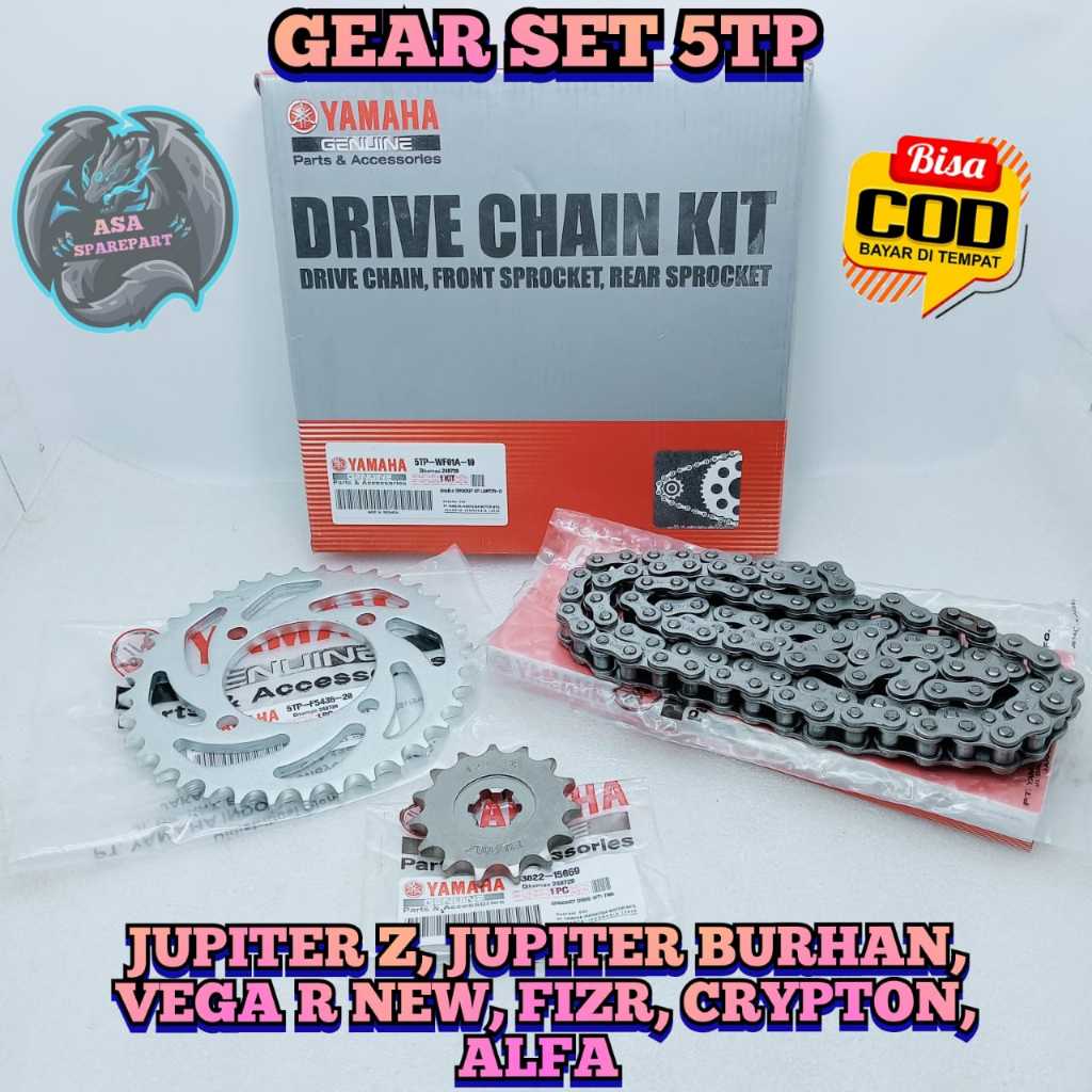 GEARSET 5TP Motor YAMAHA JUPITER Z Lama , JUPITER Z BURHAN Burung hantu , VEGA R NEW , VEGA R Lama ,