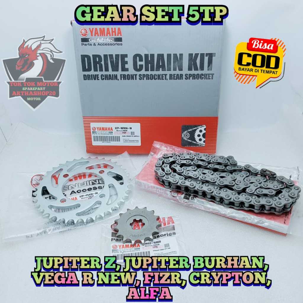 GEARSET 5TP motor YAMAHA JUPITER Lama , JUPITER Z , JUPITER Z BURHAN , VEGA Lama ,VEGA R Lama, VEGA 
