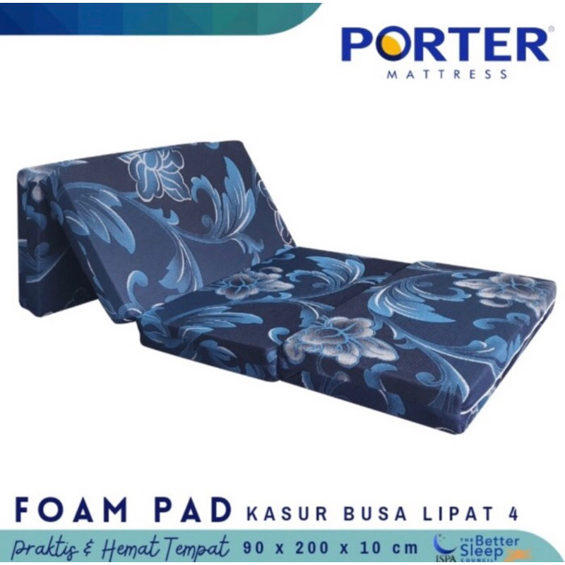 PORTER Kasur Busa Lipat 4 Matras / 4 Fold Mattress Foam Pad 90x200x10