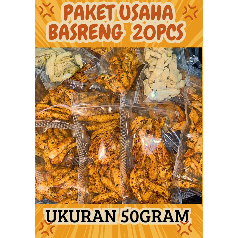 

20 BUNGKUS PAKET USAHA BASRENG STIK IKAN TENGGIRI BEST SELLER UKURAN 50gram!!