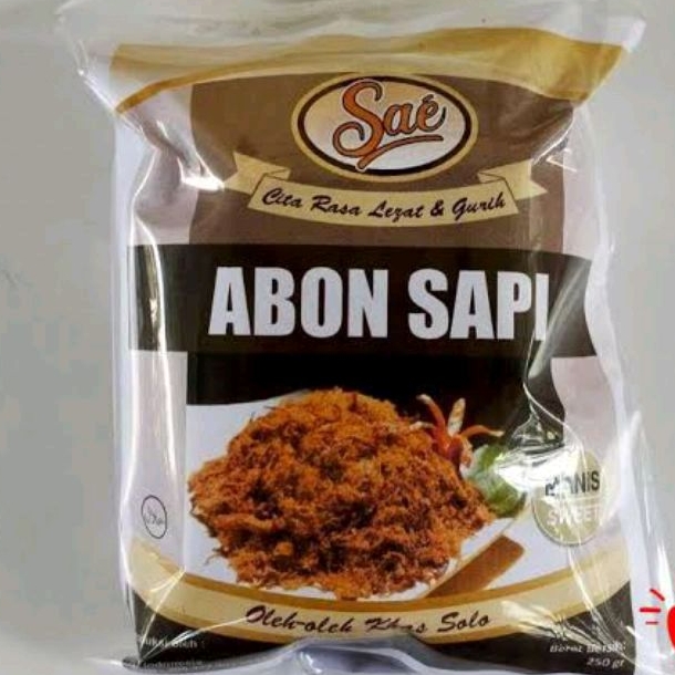 

Abon Sapi SAE Manis atau Pedas Oleh oleh khas Solo 250gr