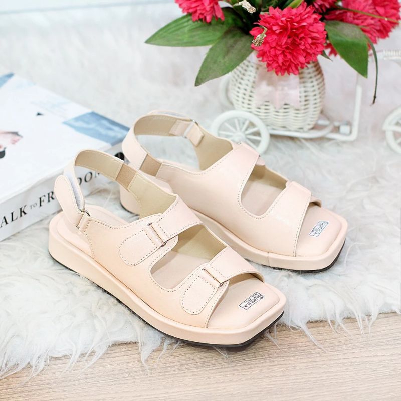 MAUZA SPORT ~sandal wanita puffy tebal busa empuk ban 2 slempang