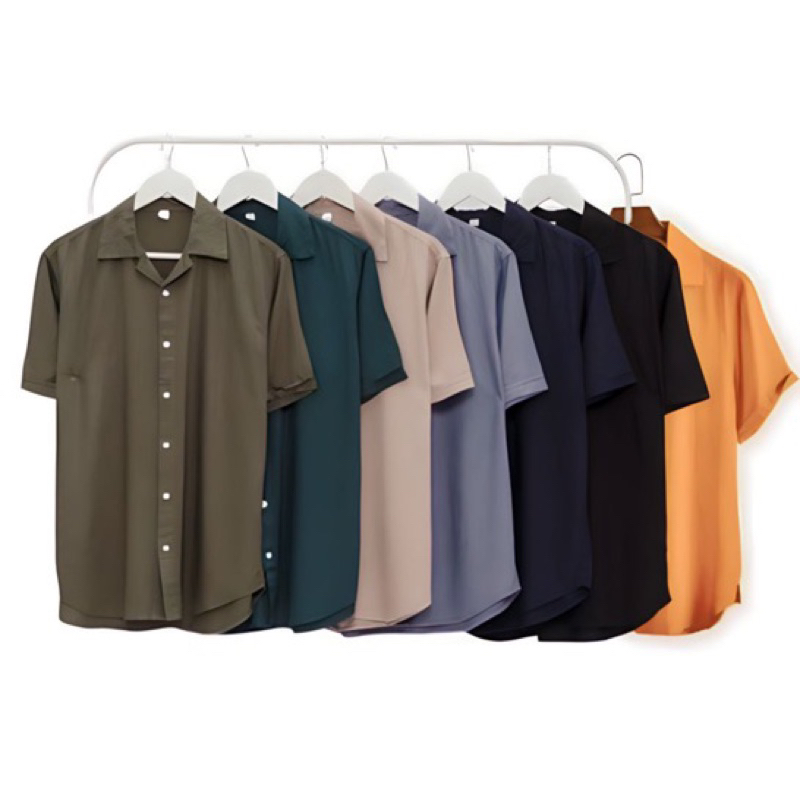 Kemeja Hawai Pria Polos Katun