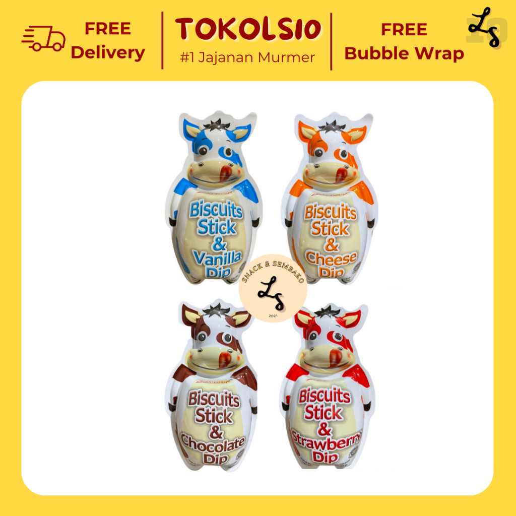 

Biskitop Biskuit Dipping Sapi - Biscuits Stick & Chocolate/Vanilla/Strawberry/Cheese Dip 35 Gram