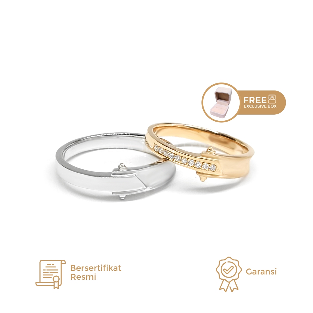Celia Jewellery - Cincin Kawin Couple WRC028  Emas Platinum Palladium Silver Cincin Pria Wanita