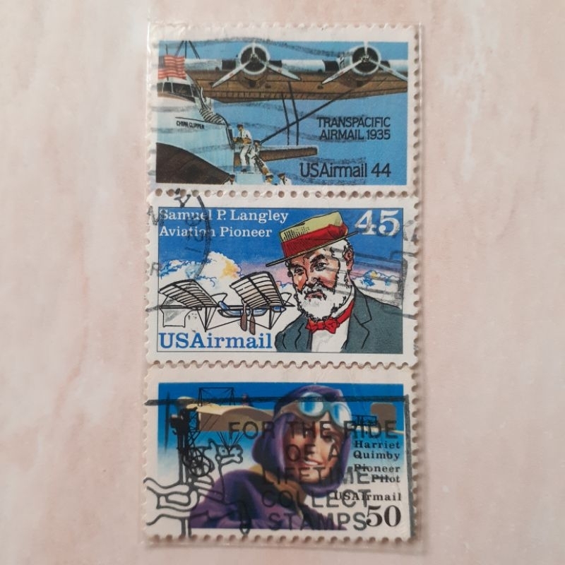 

(A) Perangko USA Aviation Pioneers Tahun 1985-1991 set 3pcs