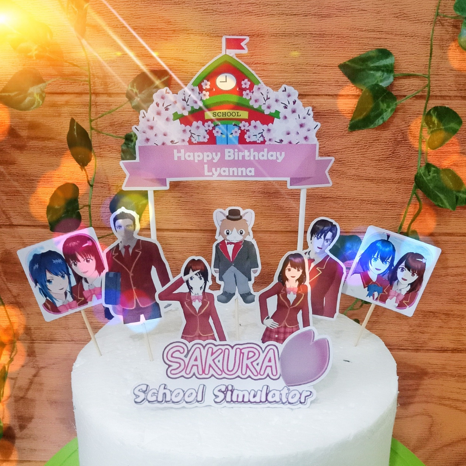 Hiasan / Topper Kue Ulang Tahun Anak Karakter Sakura, Bisa Custom / Tambah Nama
