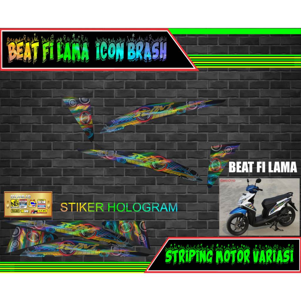 striping stiker hologram variasi motor honda beat fi lama icon brash
