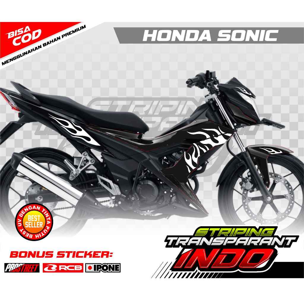 STRIPING VARIASI HONDA SONIC DESAIN API / STICKER LIST VARIASI MOTOR SONIC