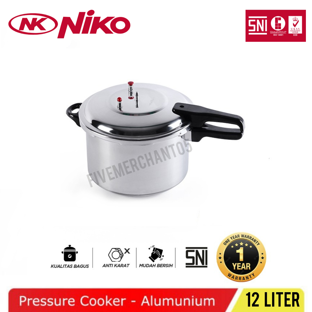 Panci Presto Niko NK 12L 12 Liter Alumunium Pressure Cooker Murah 12 L NK12L Panci Tutup Tekanan SNI