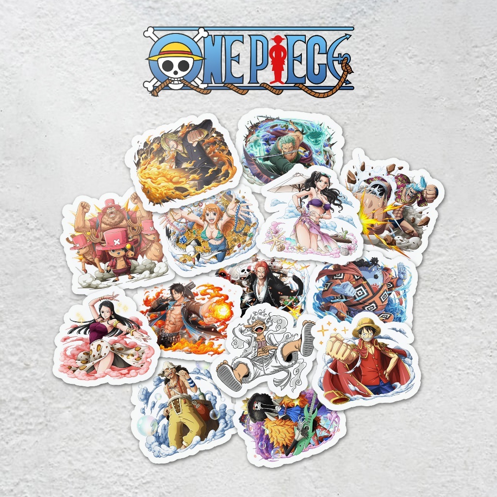 

Sticker One Piece Terbaru / Sticker Anime Bahan Chromo Glosy Ukuran 2CM