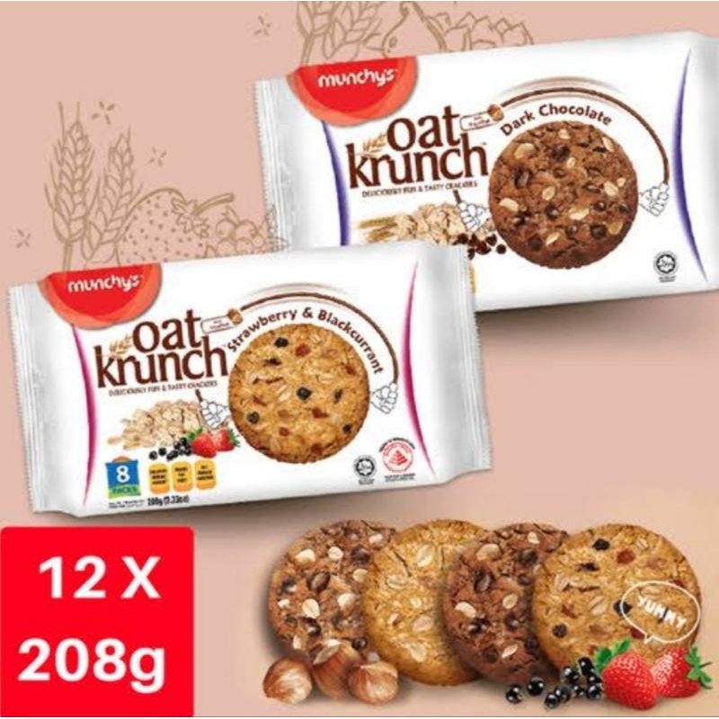 

Munchy's Oat krunch / Biskuit Gandum/Biskuit diet - Dark chocolate/strawberry/Hazelnut/Nutty chocolate 208gr