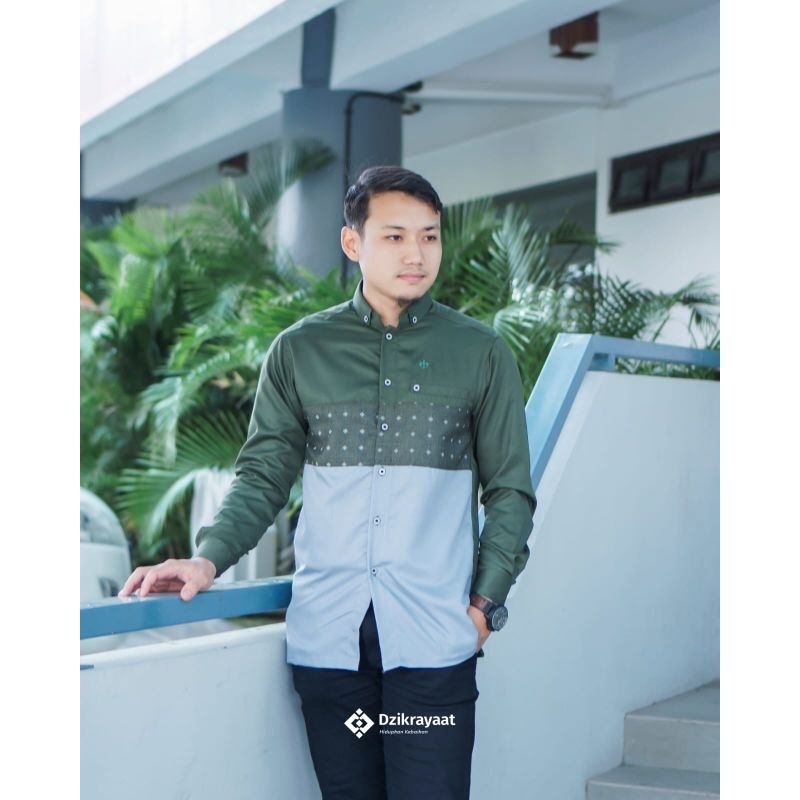 Baju Koko Muslim Dzikrayaat ABRIZAM ARMY/ Koko ABRIZAM ARMY Terbaru/ Koko ngetrend Terbaru/ Koko ABR