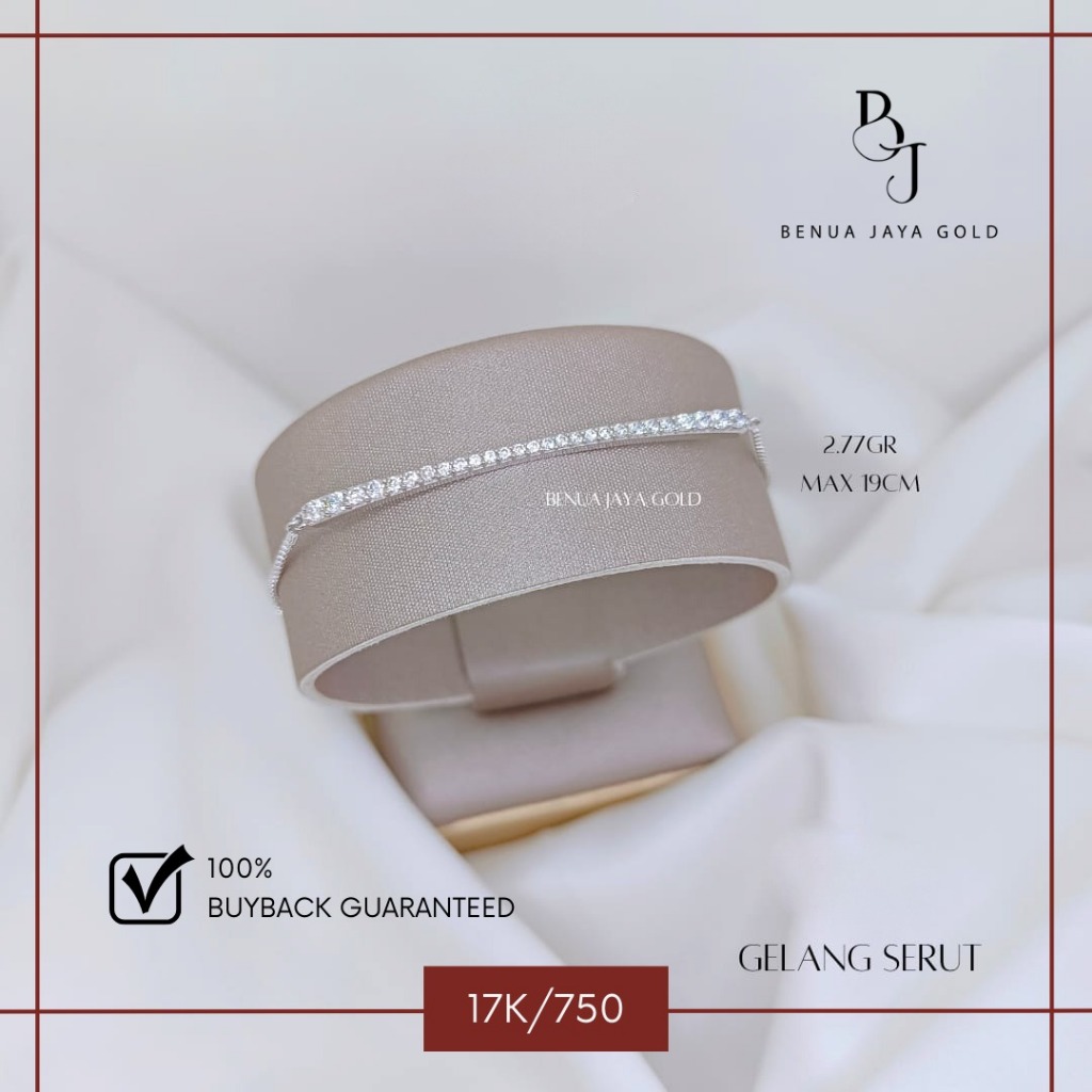 Gelang Serut Italy Santa listring Emas Putih 17K/750