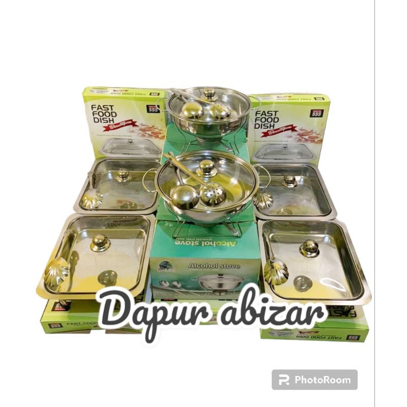 prasmanan set full kaca 5 tempat lauk+ 1 tempat soup 555