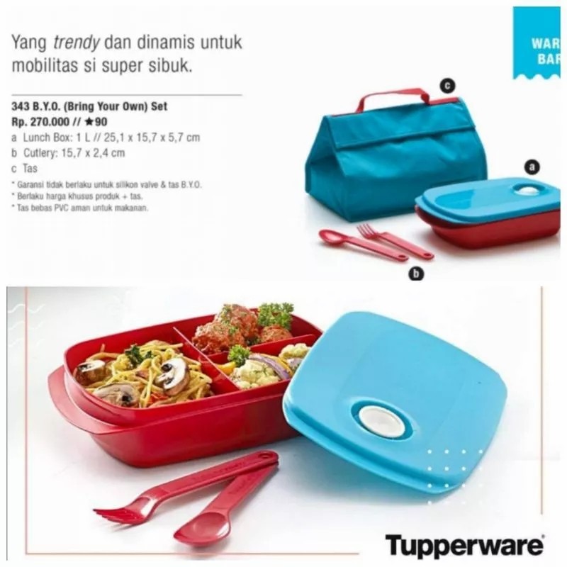 Tupperware BYO lunch box set tempat bekal makan