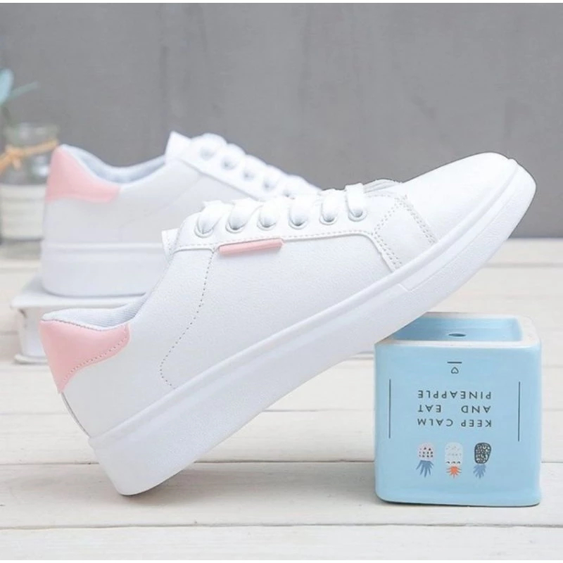 Sepatu Kets Sneakers Pria Wanita BEIER Putih Simple Kekinian New Trendy - B011
