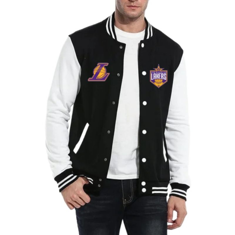 JACKET VARSITY Lakeer hitam-putih/Jacket varsity cowo