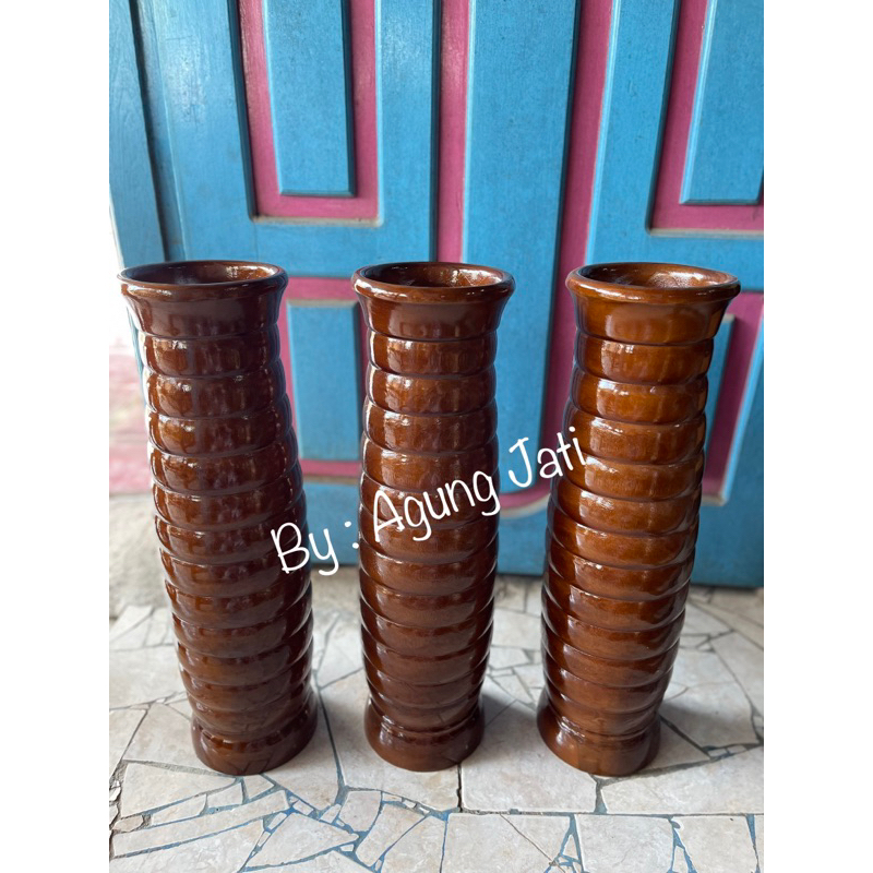 VAS POT BUNGA KAYU JATI  | VAS BUNGA | VAS ULIR KAYU JATI TINGGI 60cm
