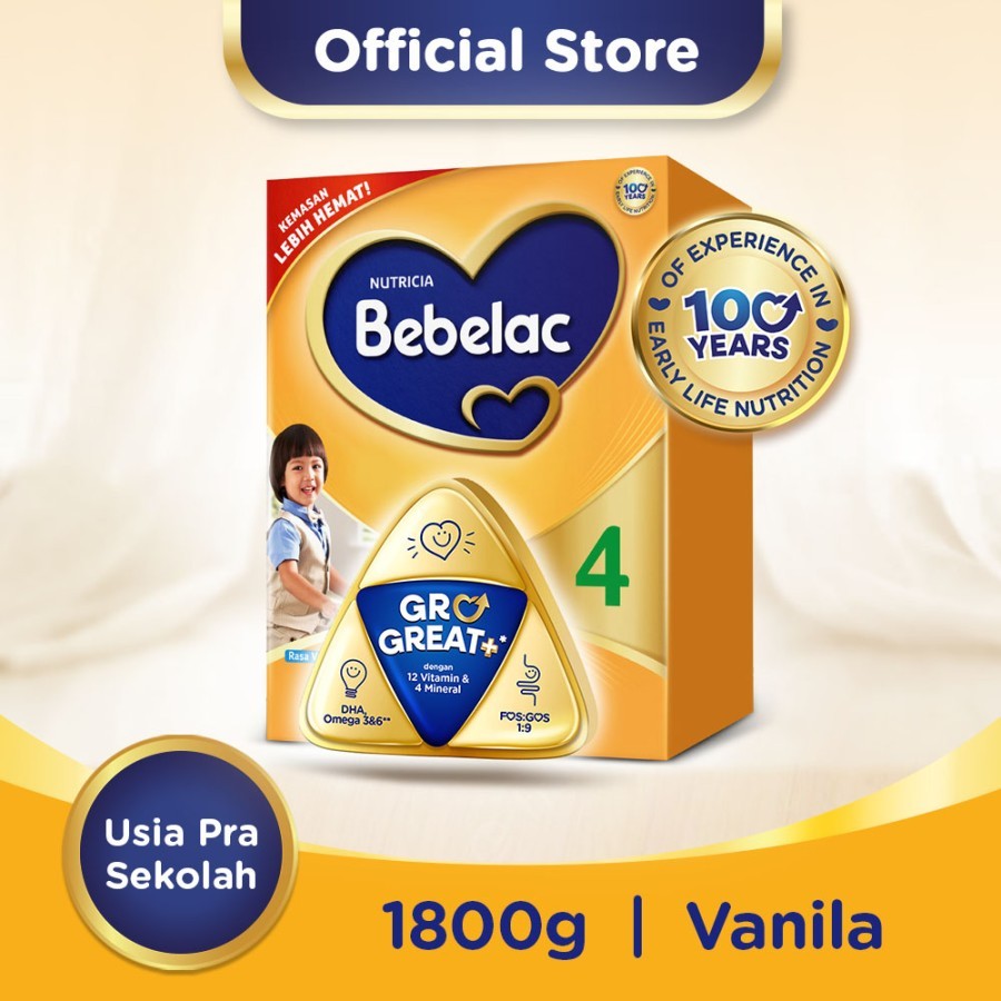 BEBELAC 4 RASA VANILA 1800G SUSU BUBUK ANAK USIA 3-6 TAHUN JUMBO BEBELAC 1.8KG / MAMA SUSU