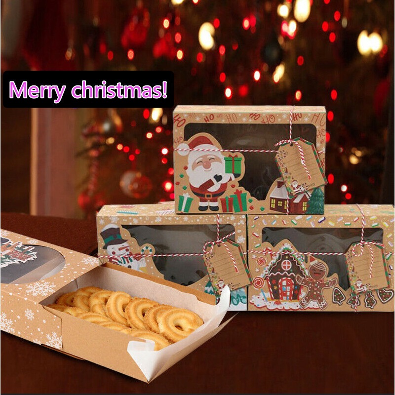 

JMD0611(12PCS) CHRISTMAS BOX NATAL - PVC COOKIES NATAL BOX - KRAFT PAPER MERRY CHRISTMAS