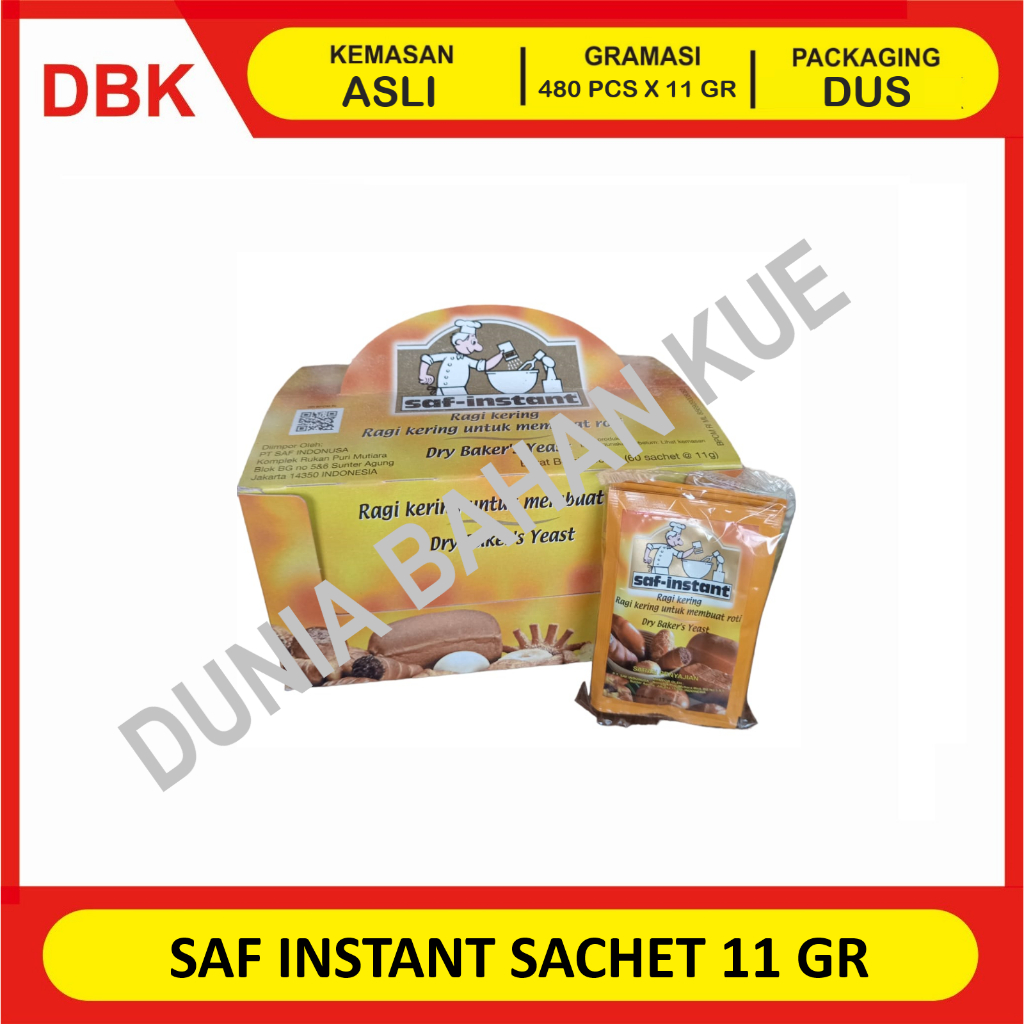 

SAF INSTANT SACHET / RAGI INSTAN YEAST SACHET 11 GR - 1 DUS 480 PCS