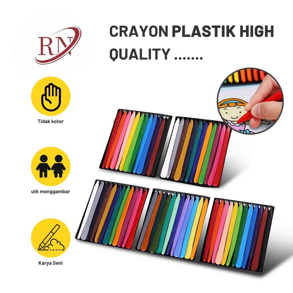 

RN Toko resmi Crayon Magic Anti Kotor ISI 12/24/36Pcs Crayon Lab Non Toxic bentuk Triangular Aman Untuk Anak HIGHQUALITY