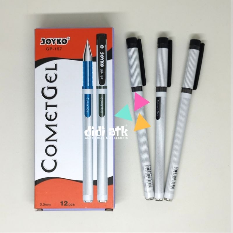 

Pulpen Joyko GP-157 Comet Gel 0.5mm Warna Hitam 1 Pak isi 12 Pcs