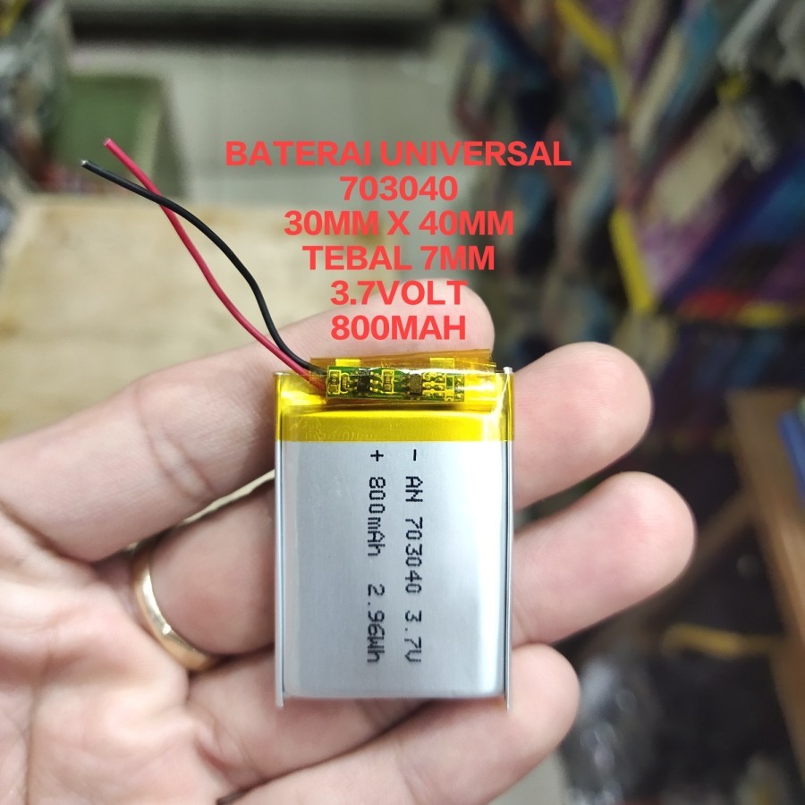 BATERAI UNIVERSAL TANAM 2 KABEL 703040 P 40MM L 30MM T 7MM FOR MP3 MP4 SMART WATCH MUSIC PORTABLE DR