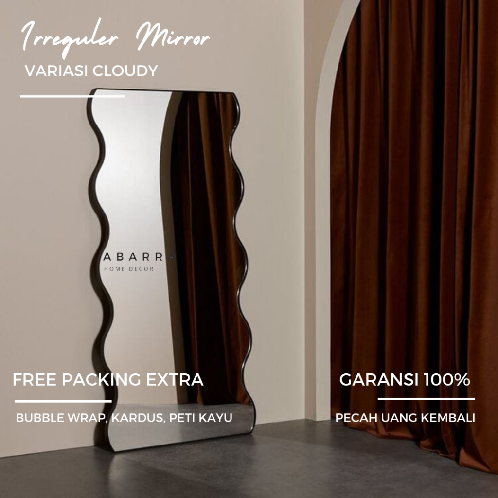 Standing mirror irreguler mirror Cloudy | Cermin Aesthetic by abarrahomedecor ( HARGA BELUM ONGKIR K