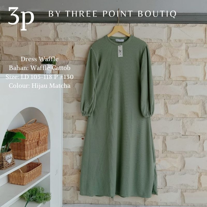 DRESS WAFFLE |3point | three point |dress panjang |dress wanita
