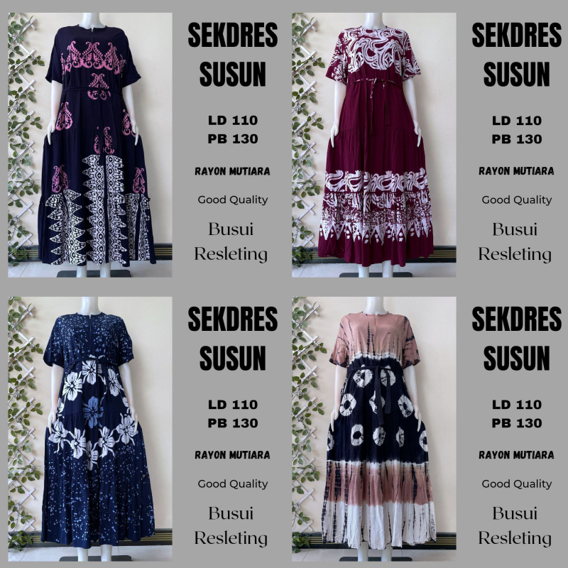 Ariefa Batik - SEKDRESS SUSUN BATIK CAP - SEKDRESS SUSUN RAYON CANDI MEKAR - DRESS BATIK BUSUI TERBA