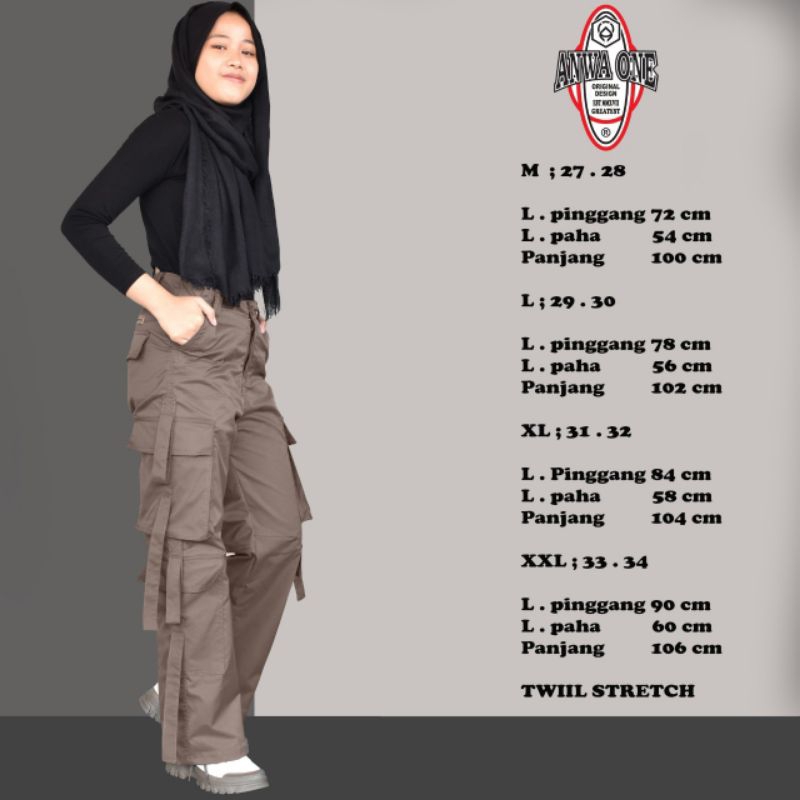 Multipocket Cargo Pants- Cargo Pants Wanita Highwaist